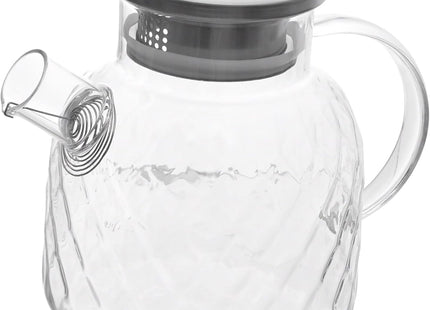 Ribbed Glass Pitcher with Stainless Steel Lid, 1500ml, Clear - SABER Center