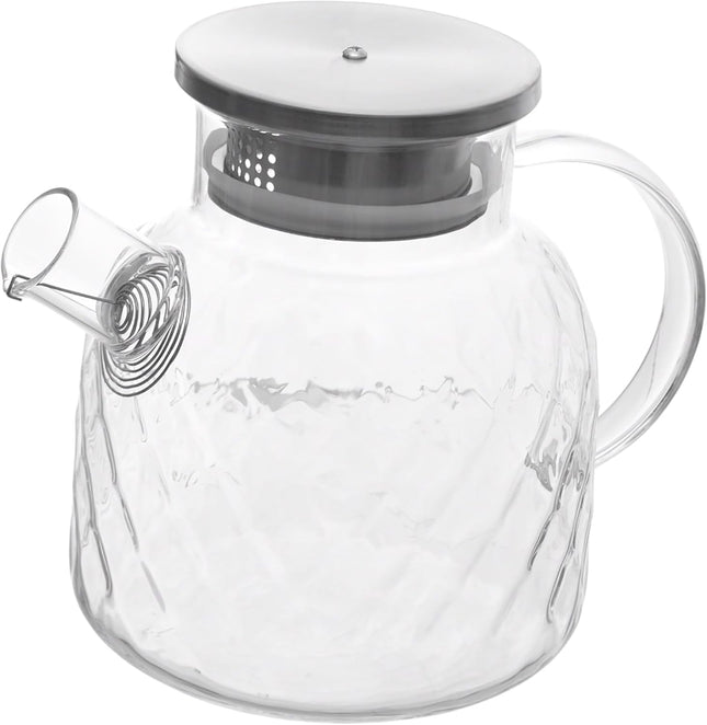 Ribbed Glass Pitcher with Stainless Steel Lid, 1500ml, Clear - SABER Center