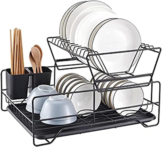 S2C Dish Drying Rack, Large Antibacterial Countertop Drainer, Style A - SABER Center
