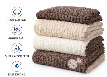 Cotton Kitchen & Bath Towel Set of 4, Absorbent, 30x30cm - SABER Center