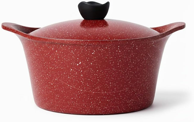 Glory Lux Non-Stick Granite Cookware Set, 16 Pieces, Red - SABER Center