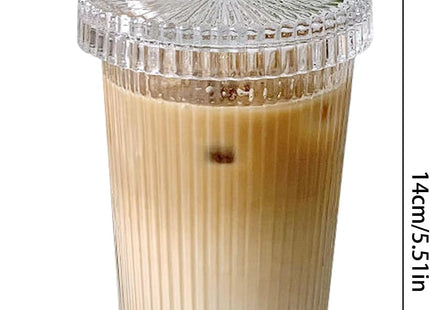 YAHUIPEIUS Striped Glass Tumbler with Lid & Straw - SABER Center