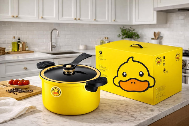 Non-Stick Duck Pressure Cooker with Glass Lid & Steel Handle - XPY-P33 - SABER Center