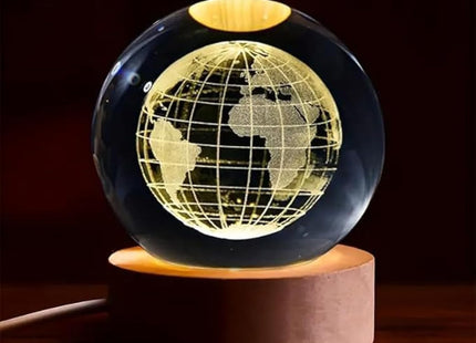 Desidiya 3D Cloud & Rain Crystal Ball Night Lamp, Wooden Base, Warm White - SABER Center