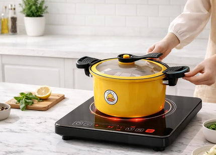 Non-Stick Duck Pressure Cooker with Glass Lid & Steel Handle - XPY-P33 - SABER Center