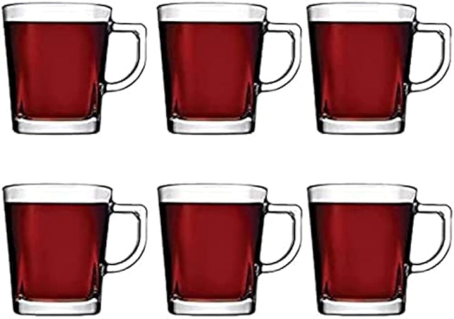 Pasabahce Carre Tea Mug Set of 6, 270ml, Clear - SABER Center