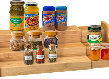 Zri Bamboo Expandable 3-Tier Spice Rack Organizer Shelf - SABER Center