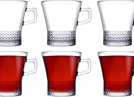 Pasabahce Carre Tea Mug Set of 6, 270ml, Clear - SABER Center