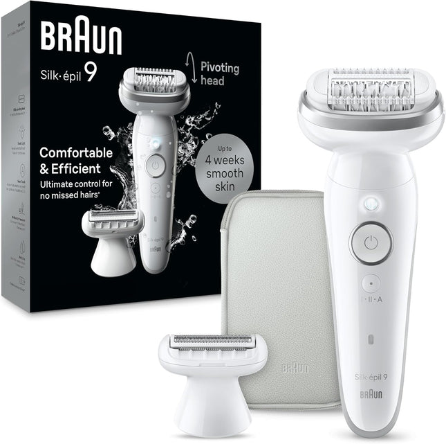 Braun Silk-épil 9 Epilator with Attachments Wet & Dry White - SES9-041 - SABER Center