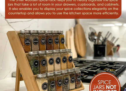 Bamboo 3-Tier Spice Rack Organizer Shelf, Free-Standing - SABER Center