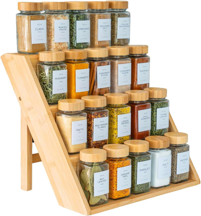 Bamboo 3-Tier Spice Rack Organizer Shelf, Free-Standing - SABER Center
