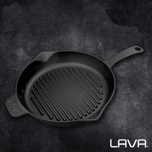 Lava Cast Iron Fry Pan, Round 31x42cm, Enamel Coated - SABER Center