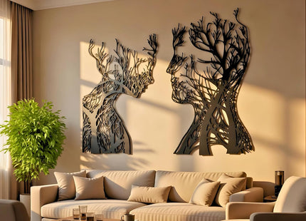 VAILLA Tree of Life Wooden Wall Art Set of 2, 3D Textured Decor - SABER Center