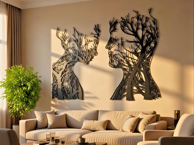 VAILLA Tree of Life Wooden Wall Art Set of 2, 3D Textured Decor - SABER Center