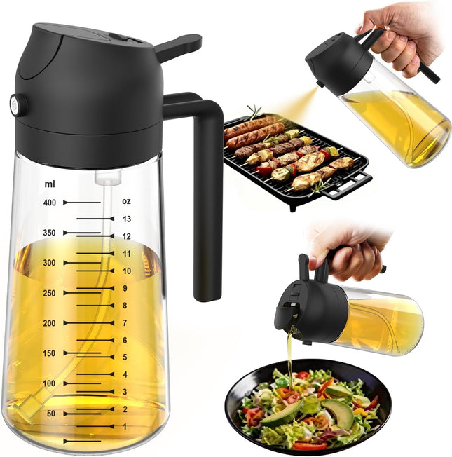TrendPlain 2-in-1 Glass Olive Oil Sprayer & Dispenser, 470ml - SABER Center