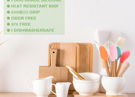Ouligay 5-Piece Silicone Baking Utensil Set with Wooden Handles - SABER Center
