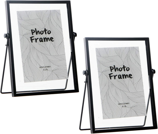 XIAOHONG Floating Glass Picture Frame, 4x6, 2-Pack, Black - SABER Center