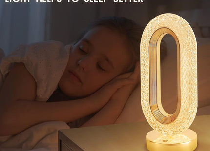 USB Crystal Table Lamp, Touch Control, 3 Brightness Levels, Gold - SABER Center