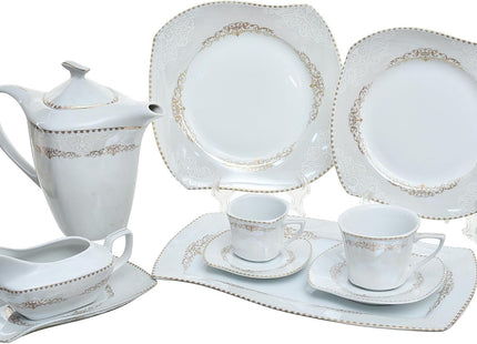 Flora 74-Piece Porcelain Dinnerware Set, Full Decal - SABER Center