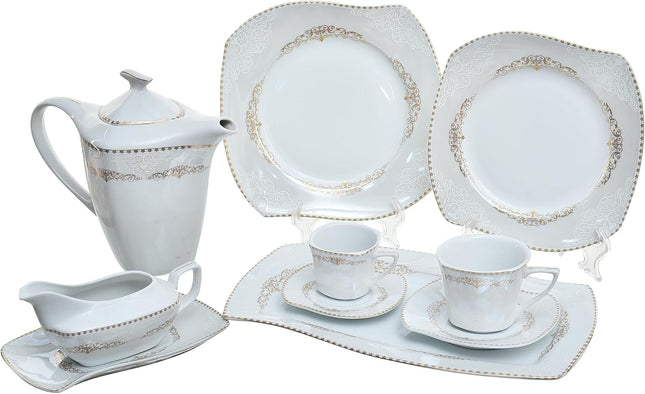 Flora 74-Piece Porcelain Dinnerware Set, Full Decal - SABER Center