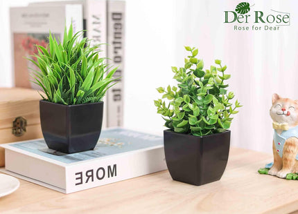 Der Rose Artificial Potted Plants, 2-Pack, Faux Decor, Black - SABER Center