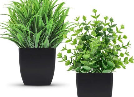 Der Rose Artificial Potted Plants, 2-Pack, Faux Decor, Black - SABER Center