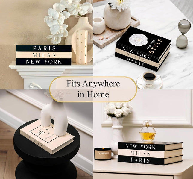Decorative Books Set of 3, Faux Books for Shelf & Table Decor - SABER Center
