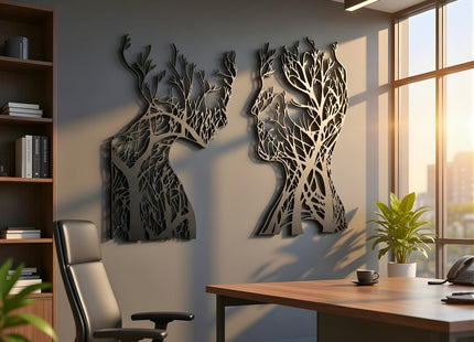 VAILLA Tree of Life Wooden Wall Art Set of 2, 3D Textured Decor - SABER Center