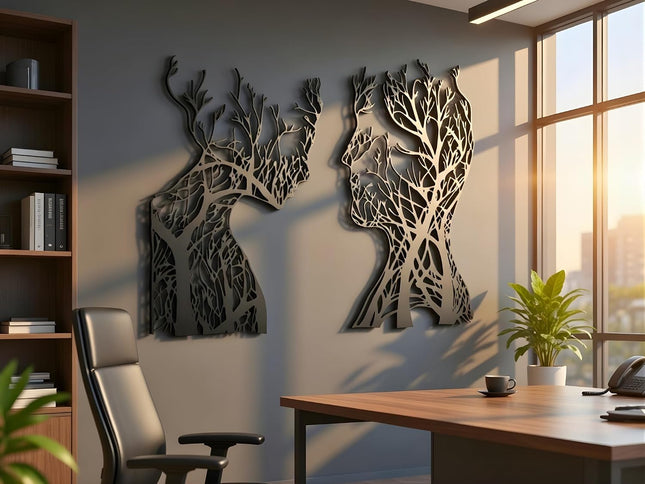 VAILLA Tree of Life Wooden Wall Art Set of 2, 3D Textured Decor - SABER Center