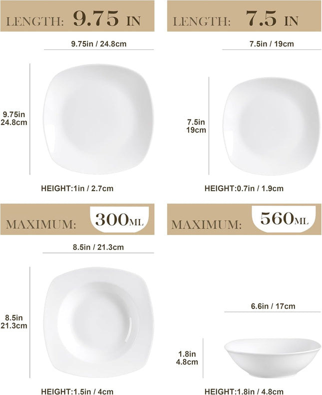 MALACASA Elisa 48-Piece Porcelain Dinner Set for 12 - SABER Center