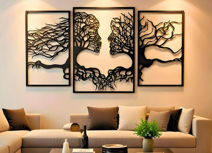 VAILLA Tree of Life Wooden Wall Art Set of 2, 3D Textured Decor - SABER Center