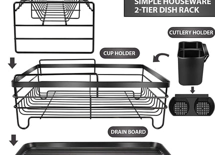 S2C Dish Drying Rack, Large Antibacterial Countertop Drainer, Style A - SABER Center