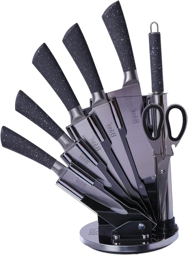 8-Piece Stainless Steel Kitchen Knife Set with Stand - SABER Center