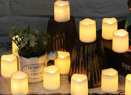 SHYMERY Flameless LED Tea Light Candles, 24-Pack, Warm White - SABER Center
