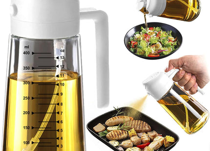 TrendPlain 2-in-1 Glass Olive Oil Sprayer & Dispenser, 470ml - SABER Center