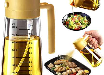 TrendPlain 2-in-1 Glass Olive Oil Sprayer & Dispenser, 470ml - SABER Center