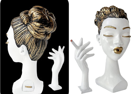 Elegant Lady Incense Burner Sculpture, White/Gold - SABER Center