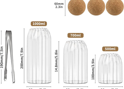 Crystal Glass Jar Set of 3 with Bamboo Wood Lids - SABER Center