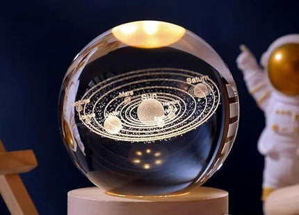 Desidiya 3D Cloud & Rain Crystal Ball Night Lamp, Wooden Base, Warm White - SABER Center
