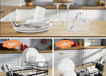 S2C Dish Drying Rack, Large Antibacterial Countertop Drainer, Style A - SABER Center