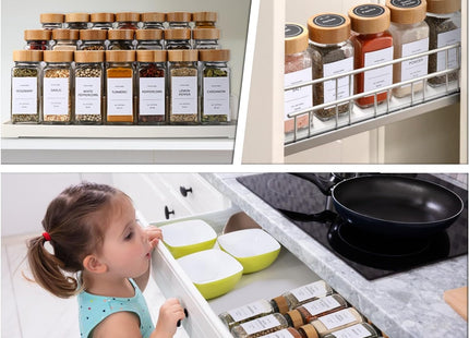 DIMBRAH Glass Spice Jars with Bamboo Lids & Labels, 24-Piece Set - SABER Center