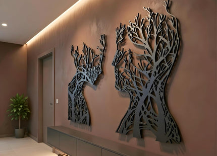 VAILLA Tree of Life Wooden Wall Art Set of 2, 3D Textured Decor - SABER Center