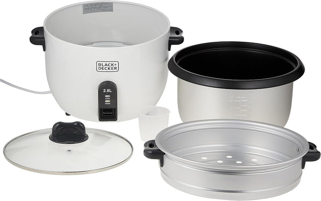 Black+Decker Non-Stick Rice Cooker, 2.8L, White - RC2850-B5 - SABER Center