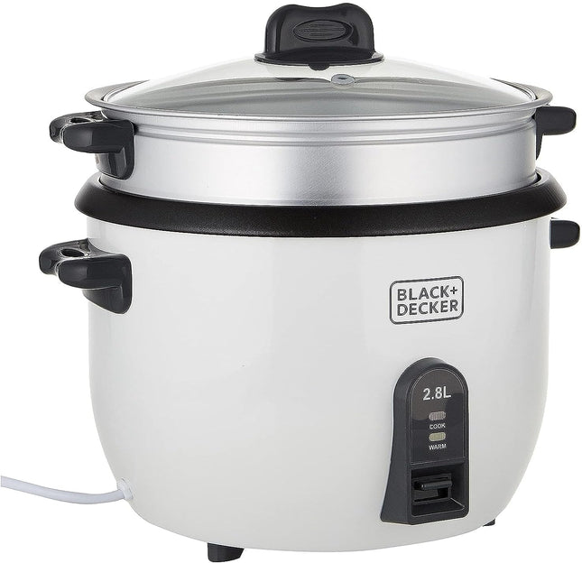 Black+Decker Non-Stick Rice Cooker, 2.8L, White - RC2850-B5 - SABER Center