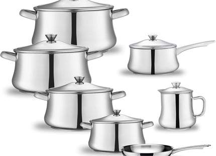 Zahran Classic Stainless Steel Stewpot Set, 10 Pieces with Lids, Silver - SABER Center