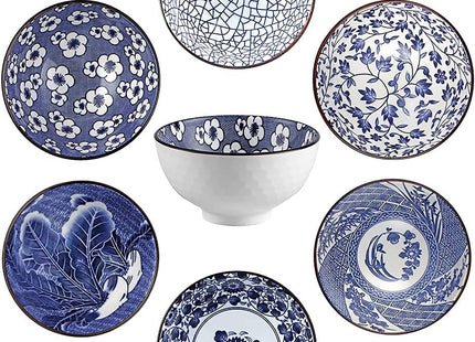Skelang Ceramic Bowls Set of 6, Japanese Style with Gift Box, 300ml - SABER Center