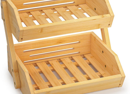 2-Tier Wooden Spice & Fruit Rack, Multi-Purpose Countertop Organizer - SABER Center