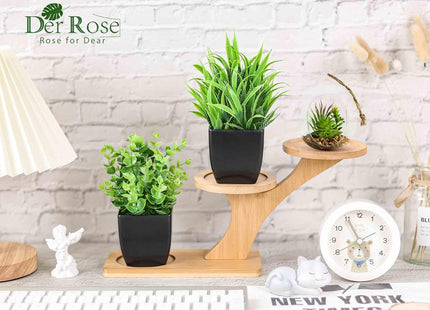 Der Rose Artificial Potted Plants, 2-Pack, Faux Decor, Black - SABER Center