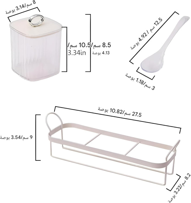 Acrylic 3-Piece Spice Box Set with Lids & Spoons - SABER Center