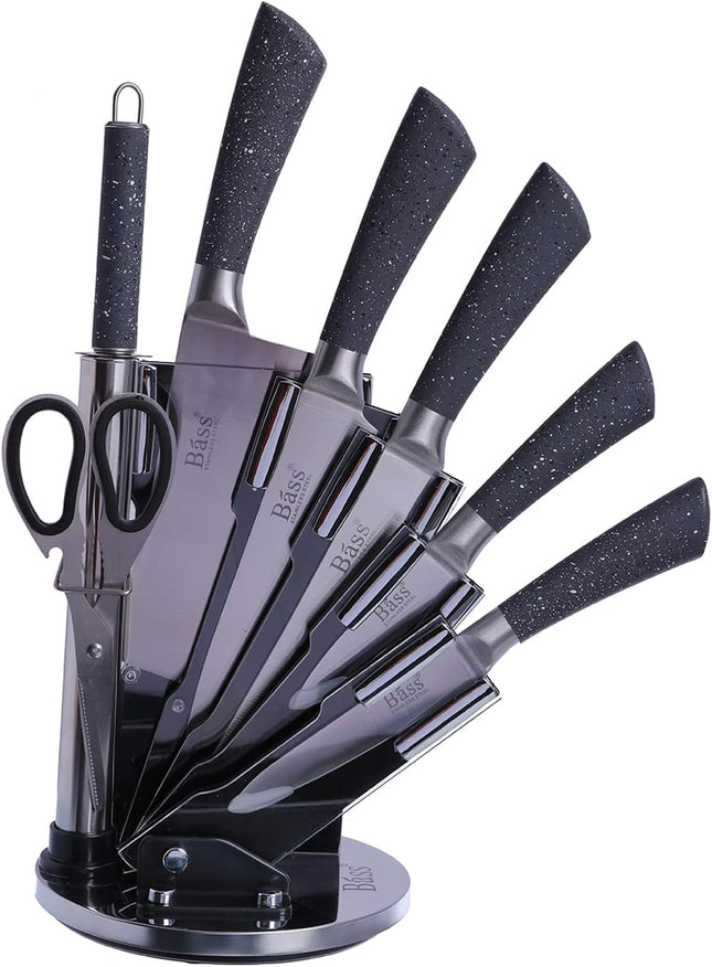 8-Piece Stainless Steel Kitchen Knife Set with Stand - SABER Center